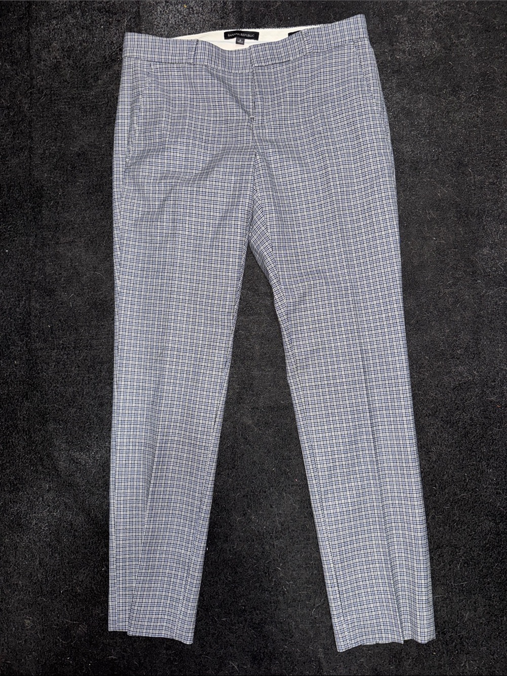 Banana Republic Blue Plaid Straight-Leg Pants